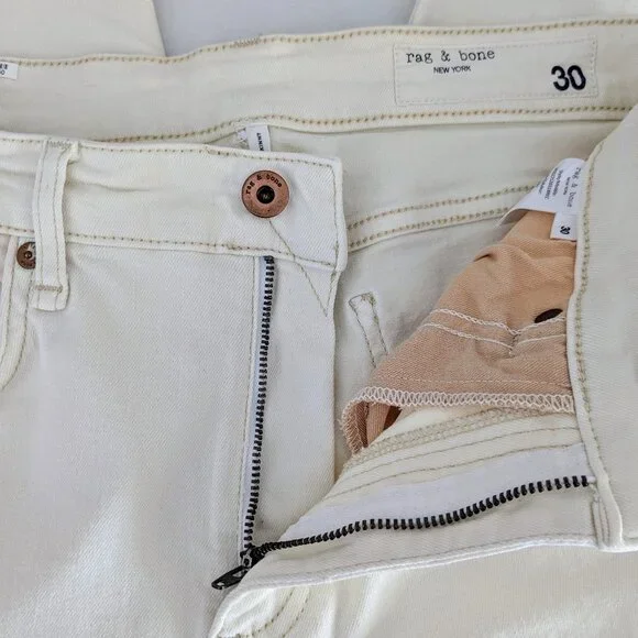 RAG & BONE Women's Cate Mid Rise Ankle Skinny Jeans  Size 30  Ivory - Picture 5 of 8
